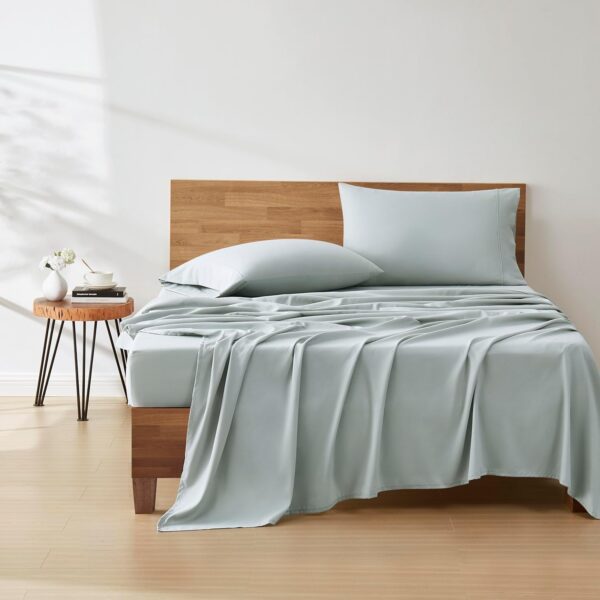 UGG Hedi Full Sheet Set 4-Piece Luxury Cooling Sheets Deep Pockets Premium Bedding with 2 Pillow Shams Hypoallergenic Machine Washable Soft Lightweight Bed Set for Bedroom, Full, Mineral Green - Image 2