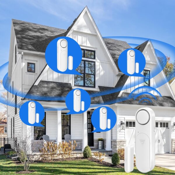 Window and Door Alarm When Opened (5 Pack) for Kids Safety/Home Security, Wireless Sliding Door Opening Sensor Alarms for Dementia, 120dB Burglar Alert, Ideal for Business, Garage, Apartment, White - Image 5