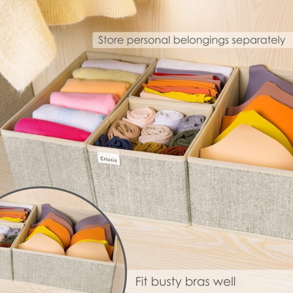 12 Pack Drawer Organizers for Clothing, Foldable Clothes Storage Box Closet Dresser Drawer Organizers Dividers, Bedroom Organization Fabric Bins for Baby Clothes Underwear Sock Bra Ties (Beige) - Image 5