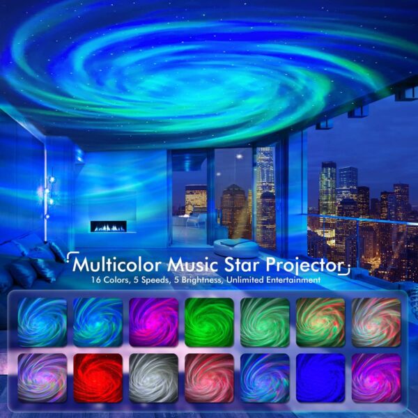 Rossetta Galaxy Projector, Star Projector Light for Bedroom, Bluetooth Speaker and 8 White Noise, Night Light for Kids Adults Game Room, Home Theater, Ceiling, Christmas, Room Decor - Image 2