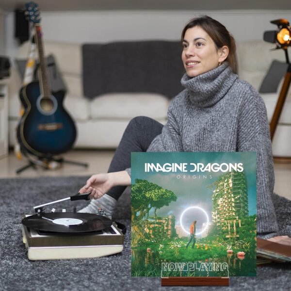 Now Playing Vinyl Record Stand, Light up Record Holder, Wooden Acrylic Display with Warm White Lights for Albums, Room Decor, for Vinyl Lovers - Image 5