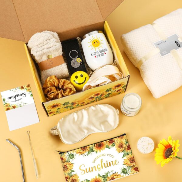 17 Pcs Sunflower Gifts for Women Get Well Soon Gifts Basket Sending Sunshine Birthday Relaxation Box Self Care Package Thank You Inspirational for Women Friends Sister Mom - Image 5