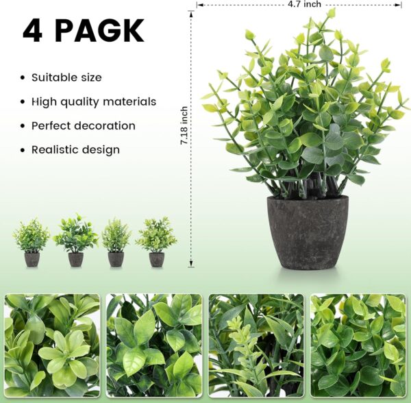 4 Pack Fake Plants Ceramic Mini Artificial Greenery Potted Plants for Home, Office, Room, Farmhouse, Indoor Table, Bathroom Decor - Image 3