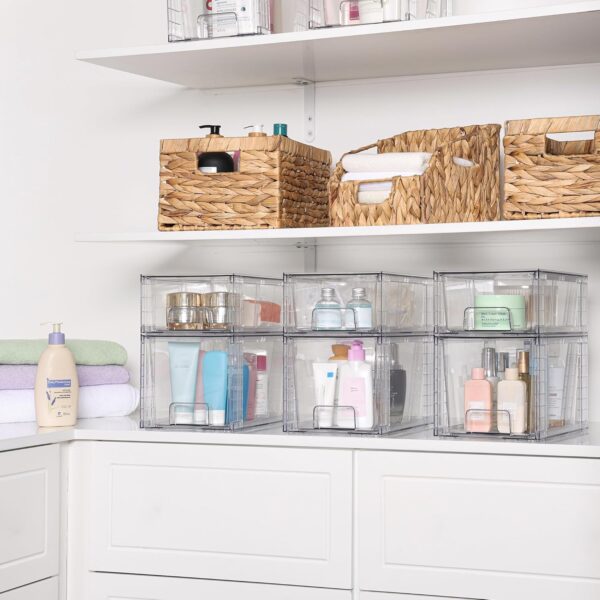 Vtopmart 4 Pack Clear Stackable Storage Drawers,Easy to Assemble Bathroom Organizers and Storage with handles,Plastic Drawers for Kitchen Pantry,Cabinet,Under Sink Organization - Image 7