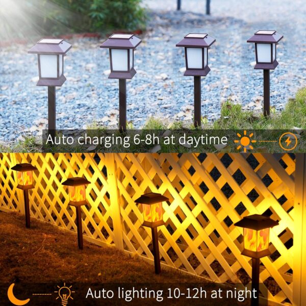 Solar Lights Outdoor Waterproof IP65, 6PK Solar Flame Lights Upgraded 1000mAH Battery, Up to 12Hrs, Auto On/Off, Solar Pathway Lights with Hook for Garden, Yard, Walkway, Driveway (Flame) - Image 4