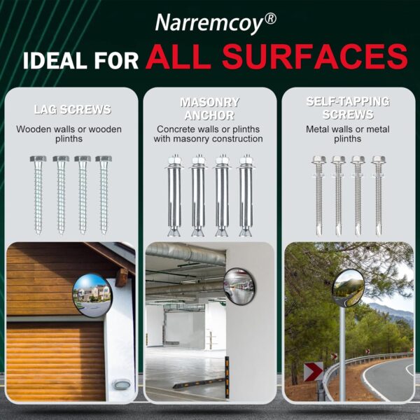 12 inch Acrylic Convex Mirror, Adjustable Wide Angle View Indoor Security Mirror, Corner Security Blind Spot for Warehouse, Office, Parking Garage and Traffic Safety - Image 6