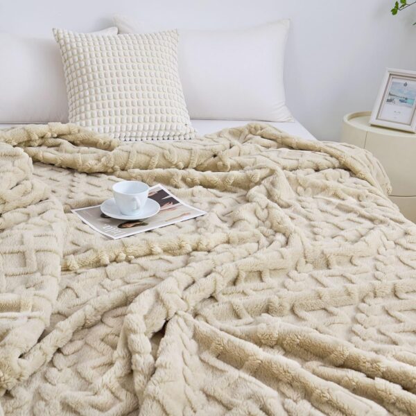 Aganear Fleece Throw Blanket - Cozy Soft Lightweight Fuzzy Throw Blanket for Women Portable Throw Blankets for Couch, Warm Present for Birthday, Christmas, Halloween, Housewarming(50"x60", Khaki) - Image 5