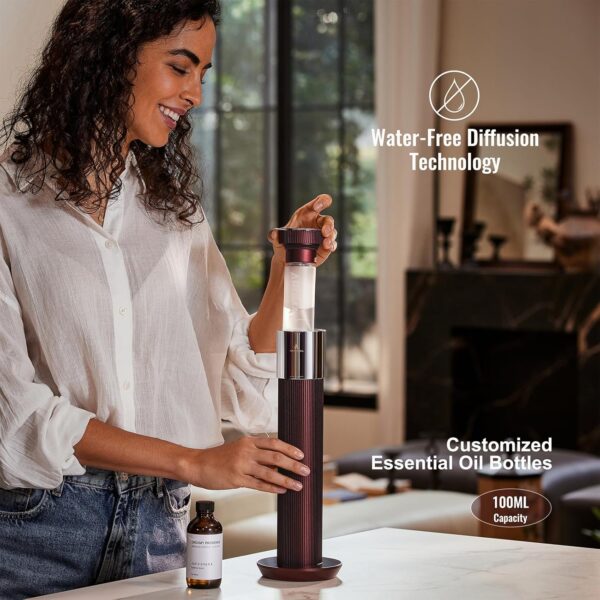 Bluetooth Waterless Essential Oil Diffuser, Cordless Rechargeable Diffuser,Cold-Air Diffusion Scent Machine for Home,Hotel Collection Diffuser,1000Sq.Ft Coverage, for Home, Office,Hotel,Spa, Burgundy - Image 3