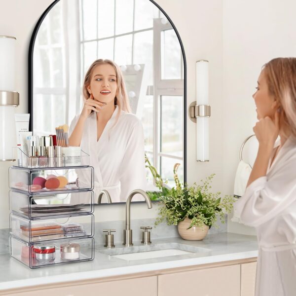 Vtopmart 3 Tier Clear Makeup Organizer with Drawer, Cosmetic Storage for Dresser Countertop and Bathroom Vanity, Beauty Holder for Lipstick Brush Skincare - Image 7