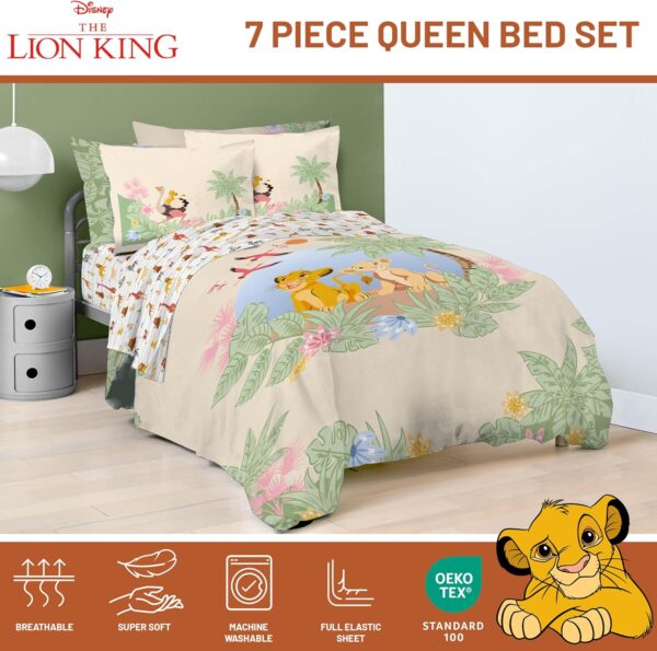 Disney Lion King Queen Size Comforter Set - 7 Piece Simba and Nala Bedding Includes Sheet Set & Pillow Covers - Super Soft Cozy Safari Bedding - Image 4