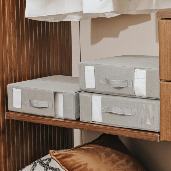 DIMJ Bed Sheet Organizers and Storage 6 Pack - Foldable Sheet Organizer for Linen Bedding Storage Box for organization, Sheets Set Holder for Blanke, Towel (King & Queen Size), Grey - Image 7