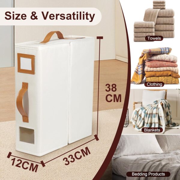 Foldable Bed Sheet Organizer for Easy Storage and Organization, 4-Pack Sheet Organizers and Storage Box for Bedsheets, Towels, Pillows, Blankets, Duvets (Beige) - Image 6