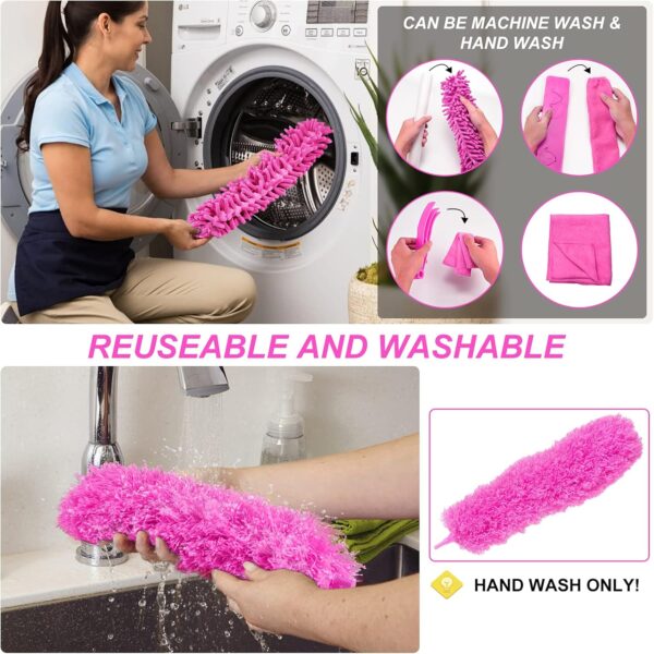 15PCS Microfiber Feather Duster Set Bendable & Washable with 100-inch Extension Pole Dusters for Cleaning High Ceiling Fan, Blinds, Cars, Furniture, Cleaning Tools Kit for Women - Image 8