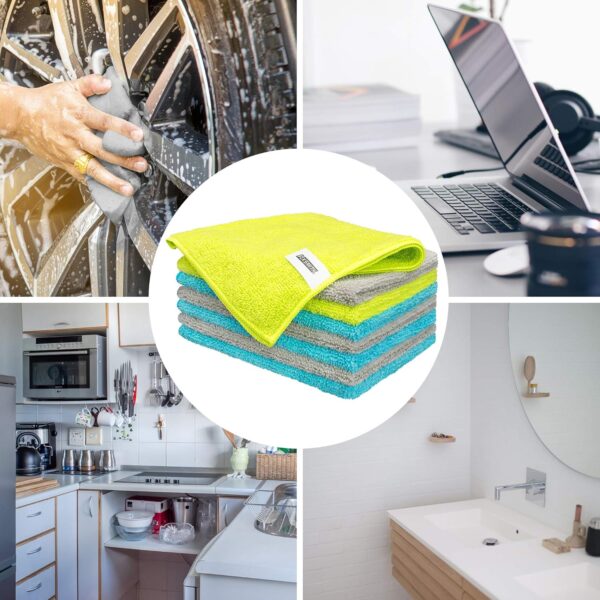 FIXSMITH Microfiber Cleaning Cloth - Pack of 8, Size: 12 x 16 in, Multi-Functional Cleaning Towels, Highly Absorbent Cleaning Rags, Lint-Free, Streak-Free Cleaning Cloths for Car Kitchen Home - Image 6