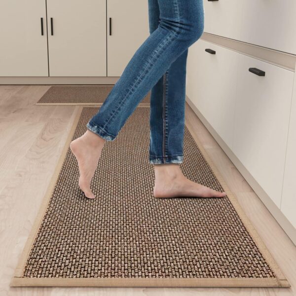 Kitchen Mat Set of 2 PCS, Cushioned Non Slip Rugs for Kitchen Floor, Absorbent Runner Comfort Standing Mats Washable for Kitchen, Office, Home (Brown, 17.3"x47"+17.3"x30") - Image 2