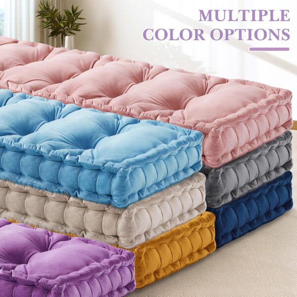 Bench Cushions for Indoor Furniture 42x16 in Velvet Kitchen Dining Piano Window Seat Cushion, Tufted Patio Porch Swing Thicken Bench Pad Memory Foam(Light Purple) - Image 6