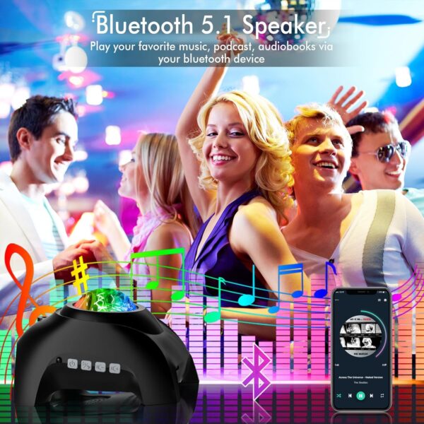 Rossetta Galaxy Projector, Star Projector Light for Bedroom, Bluetooth Speaker and 8 White Noise, Night Light for Kids Adults Game Room, Home Theater, Ceiling, Christmas, Room Decor - Image 4