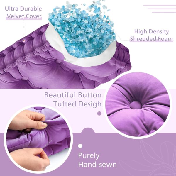 Bench Cushions for Indoor Furniture 42x16 in Velvet Kitchen Dining Piano Window Seat Cushion, Tufted Patio Porch Swing Thicken Bench Pad Memory Foam(Light Purple) - Image 3