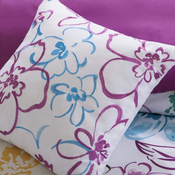 Intelligent Design Comforter Set Vibrant Floral Design, Teen Bedding for Girls Bedroom, Mathcing Sham, Decorative Pillow, Full/Queen, Olivia, Blue - Image 5
