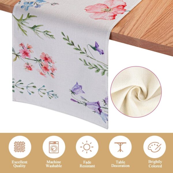 MAIBAOTA Spring Table Runner Spring Decoration for Home Kitchen Dining Table Decoration Watercolor Flowers - Image 4