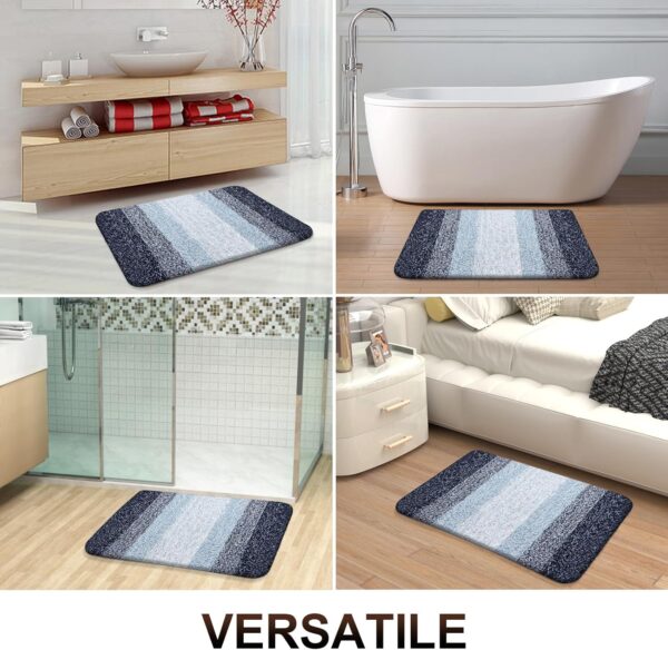 OLANLY Bathroom Rugs Sets 3 Piece, Soft Absorbent Microfiber Bath Mats and U-Shaped Contour Toilet Rug, Non-Slip, Home Decor Accessories, Plush Shaggy Bath Mat Set for Bathroom, Dark Blue - Image 8