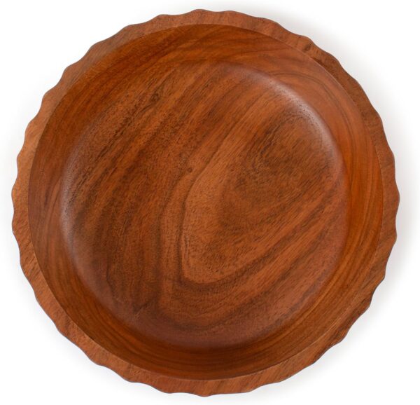 Acacia Wood Footed Bowl– Handcrafted Decorative Fruit Bowl with Elegant Carving Design for Dining, Serving, and Home Décor- 12 Inch Wooden Pedestal Bowls by LuxeDesigns - Image 7