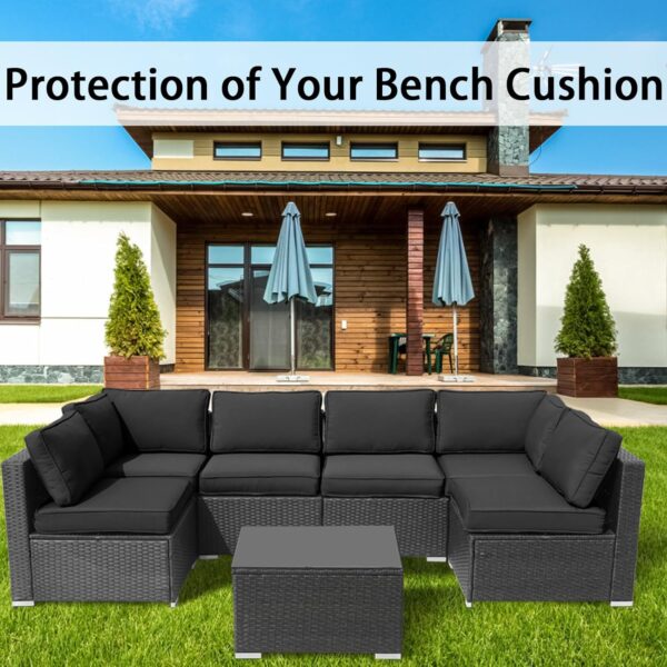 14Pieces Patio Cushion Covers Replacement,Outdoor Couch Cushions Covers Waterproof Furniture Cushion Covers Slipcovers Set with Zippers,Cover Only(Black,25.6×25.6×3.94inches) - Image 4