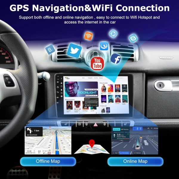 [4+64G] Car Radio for Mercedes Benz Smart Fortwo 2011-2015 - 9 inch IPS 1280 * 720P Touchscreen EQ Audio - Wireless Carplay and Android Auto, AI DSP, Customize Homepage,SWC + AHD Backup Camera - Image 5