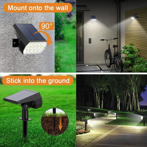WELALO Solar Spot Lights Outdoor, [6 Pack/52 LED/3 Modes] 2-in-1 Solar Landscape Spotlights, Solar Powered Security Lights, IP65 Waterproof Wall Lights for Walkway Yard Garden Driveway(Cool White) - Image 5