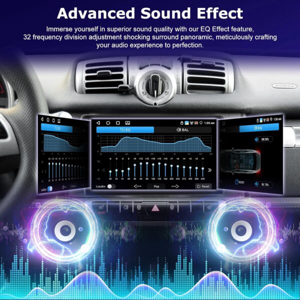 [4+64G] Car Radio for Mercedes Benz Smart Fortwo 2011-2015 - 9 inch IPS 1280 * 720P Touchscreen EQ Audio - Wireless Carplay and Android Auto, AI DSP, Customize Homepage,SWC + AHD Backup Camera - Image 6