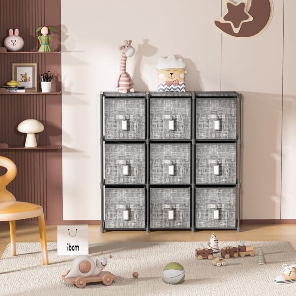 Cube Storage Organizer Shelf with 6 Printed Bins + Labels, Cubby Storage Organizer with Bins, Large Capacity Shelves for Storage,Closet, Living Room, Dorm, Yarn - Image 9