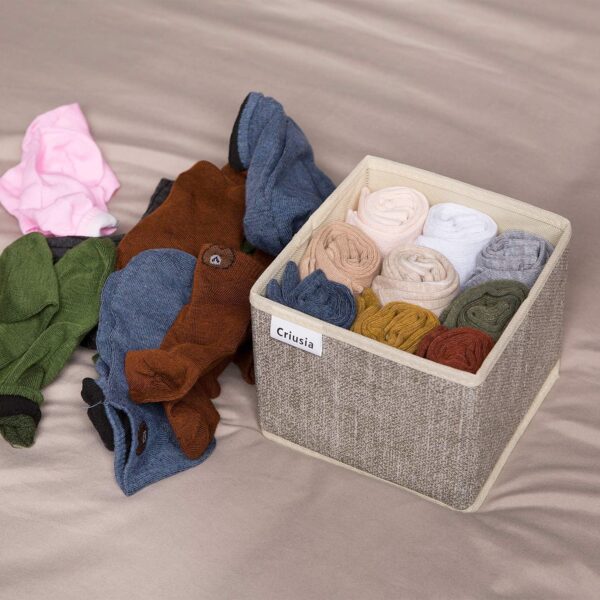 12 Pack Drawer Organizers for Clothing, Foldable Clothes Storage Box Closet Dresser Drawer Organizers Dividers, Bedroom Organization Fabric Bins for Baby Clothes Underwear Sock Bra Ties (Beige) - Image 6
