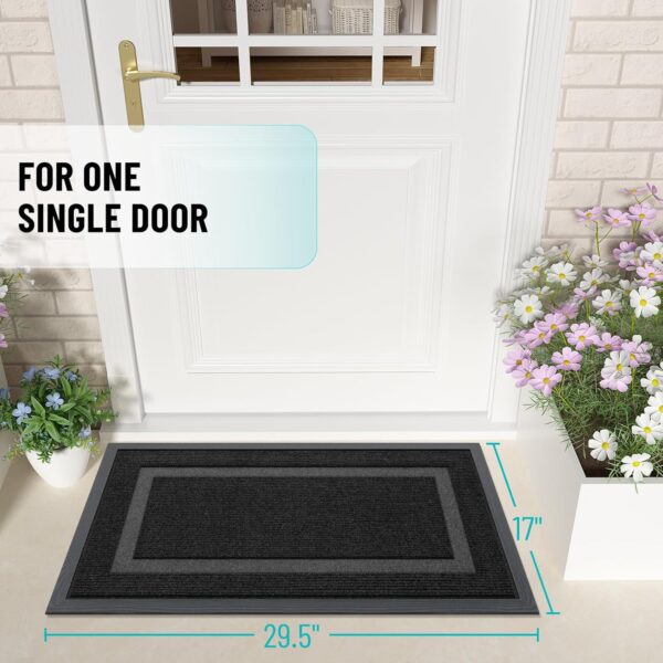 OLANLY Front Door Mat Indoor Outdoor Entrance, Waterproof All-Season, All-Weather Doormat, Sturdy Natural Rubber, Fade Resistant, Low Profile, Easy Clean Patio Porch Entryway Mat, 29.5x17, Black - Image 2