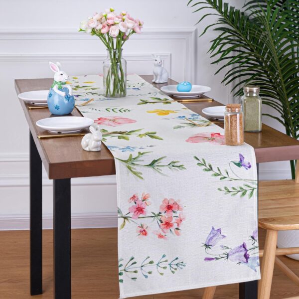MAIBAOTA Spring Table Runner Spring Decoration for Home Kitchen Dining Table Decoration Watercolor Flowers - Image 2