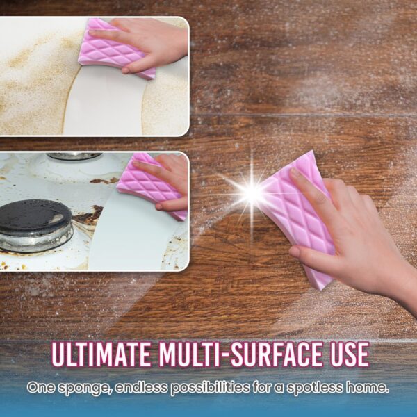 Sponge Eraser in Pink, Bulk 25-Pack 4 x 2.7 x 1.6, Extra Thick Double Density Melamine Foam Pads for Easy Household Cleaning, Kitchen, Sink, Bathtub, Baseboards, Wall, Floor - Image 6