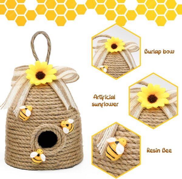 Bee Hive Decor 3 Pack Farmhouse Bee Decorations, Rustic Bee Hive Decorations, Bee Themed Home Decor, Spring Bee Home Decor for Kitchen, Living Room, and Shelves - Image 4