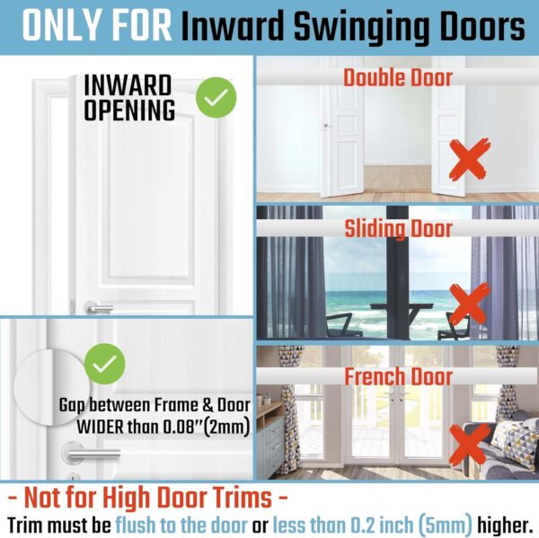 2PACK Home Security Door Reinforcement Lock Childproof, Add High Security to Home Prevent Unauthorized Entry, Aluminum Construction Finish, Frame Lock, Silver - Image 5