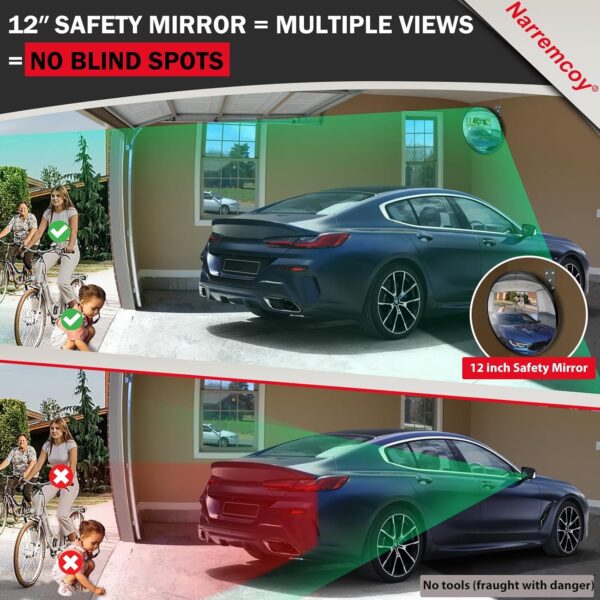 12 inch Acrylic Convex Mirror, Adjustable Wide Angle View Indoor Security Mirror, Corner Security Blind Spot for Warehouse, Office, Parking Garage and Traffic Safety - Image 3