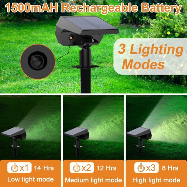 WELALO Solar Spot Lights Outdoor, [6 Pack/52 LED/3 Modes] 2-in-1 Solar Landscape Spotlights, Solar Powered Security Lights, IP65 Waterproof Wall Lights for Walkway Yard Garden Driveway(Cool White) - Image 3