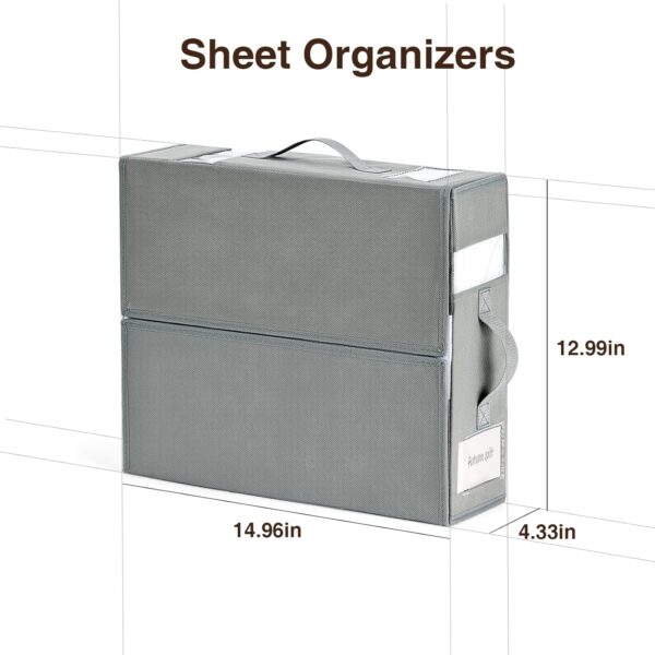 DIMJ Bed Sheet Organizers and Storage 6 Pack - Foldable Sheet Organizer for Linen Bedding Storage Box for organization, Sheets Set Holder for Blanke, Towel (King & Queen Size), Grey - Image 2