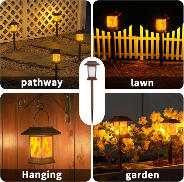 Solar Lights Outdoor Waterproof IP65, 6PK Solar Flame Lights Upgraded 1000mAH Battery, Up to 12Hrs, Auto On/Off, Solar Pathway Lights with Hook for Garden, Yard, Walkway, Driveway (Flame) - Image 7