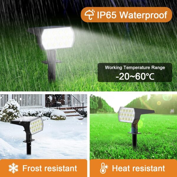 WELALO Solar Spot Lights Outdoor, [6 Pack/52 LED/3 Modes] 2-in-1 Solar Landscape Spotlights, Solar Powered Security Lights, IP65 Waterproof Wall Lights for Walkway Yard Garden Driveway(Cool White) - Image 4