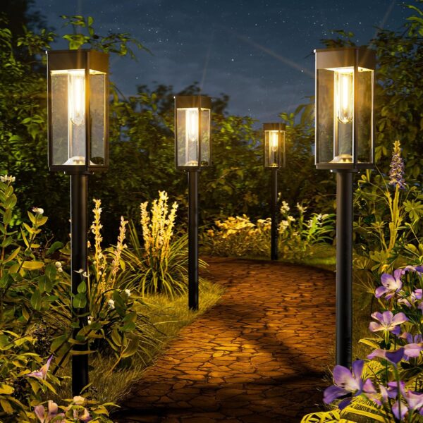 Bright Solar Pathway Lights Outdoor,6 Pack Solar Garden Lights IP65 Waterproof,Pathway Lights Solar Powered for Outside Lighting,Yard Path Lawn Walkway Driveway Landscape (Warm White)