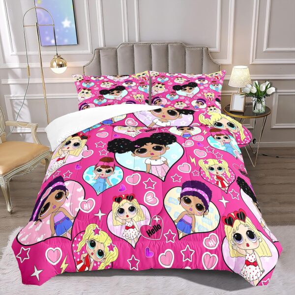 Twin Comforter Set for Girls - Black Girl Comforter Set - Twin Bedding Sets for Girls Bedroom Decor Cute African American Little Girl Bedding Set 2 Piece Pink Twin Quilt Set with 1 Pillowcase
