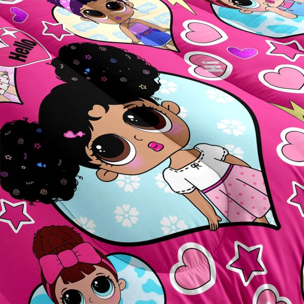 Twin Comforter Set for Girls - Black Girl Comforter Set - Twin Bedding Sets for Girls Bedroom Decor Cute African American Little Girl Bedding Set 2 Piece Pink Twin Quilt Set with 1 Pillowcase - Image 4