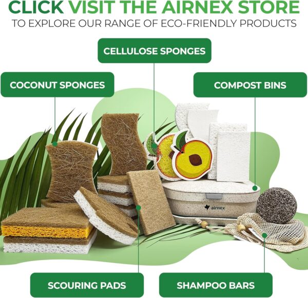 Natural Kitchen Sponge - Biodegradable Compostable Cellulose and Coconut Scrubber Sponge - Pack of 12 Eco Friendly Sponges for Dishes - Image 8