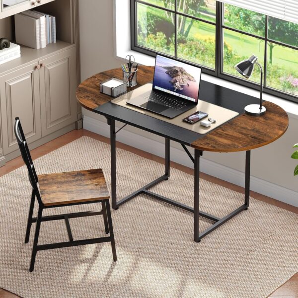 HOOBRO Dining Table, Kitchen Table for 4, Dining Room Table, Space Saving Kitchen & Dining Room Table, Farmhouse Dining Table for Home, Kitchen, Office, Party, Rustic Brown and Black BF17CZ01 - Image 5