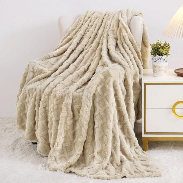Aganear Fleece Throw Blanket - Cozy Soft Lightweight Fuzzy Throw Blanket for Women Portable Throw Blankets for Couch, Warm Present for Birthday, Christmas, Halloween, Housewarming(50"x60", Khaki)