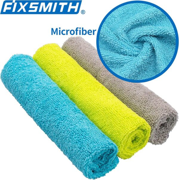 FIXSMITH Microfiber Cleaning Cloth - Pack of 8, Size: 12 x 16 in, Multi-Functional Cleaning Towels, Highly Absorbent Cleaning Rags, Lint-Free, Streak-Free Cleaning Cloths for Car Kitchen Home - Image 5