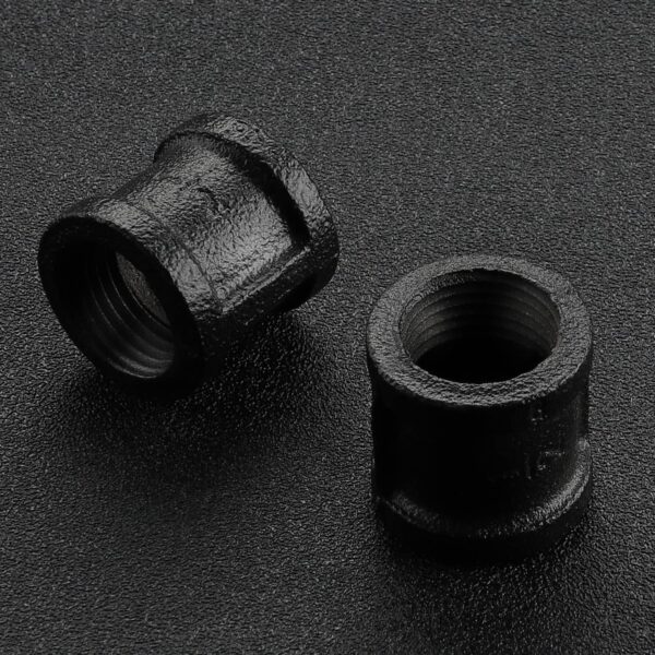 1/2" Black Painted Pipe Fitting Coupling - Home Expert 20 Pack Black Malleable Iron Cast Pipe Fittings Coupling for Steampunk Vintage Shelf Bracket Shoe Racks DIY Plumbing - Image 2